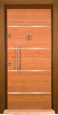Коричневая входная дверь c МДФ панелью ЧД-11 в частный дом в Кубинке