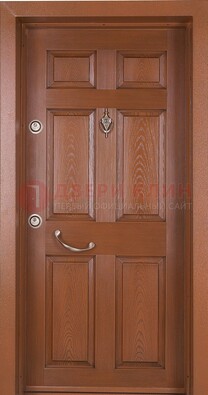 Коричневая входная дверь c МДФ панелью ЧД-34 в частный дом в Кубинке
