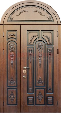 Арочная железная дверь с виноритом и узором ДА-36 в Кубинке