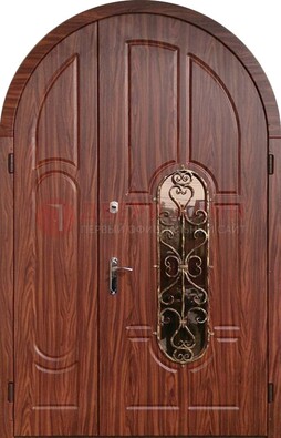 Арочная двухстворчатая стальная дверь Винорит ДА-54 в Кубинке