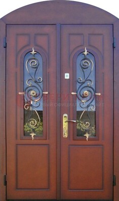 Двухстворчатая стальная дверь Винорит в форме арки ДА-55 в Кубинке