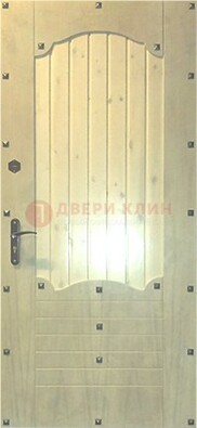 Белая железная дверь с евровагонкой ДЕ-9 в Кубинке