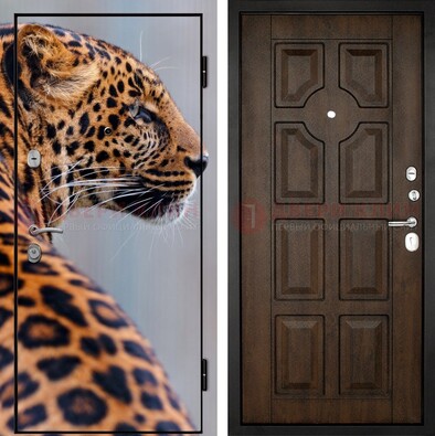 Металлическая дверь с фотопечатью леопарда ДФ-26 в Кубинке