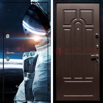 Стальная дверь с фотопечатью космонавта ДФ-4 в Кубинке