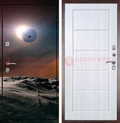 Стальная дверь с фотопечатью планет ДФ-8 в Кубинке