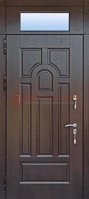Железная дверь с фрамугой в коричневом цвете ДФГ-22 в Кубинке