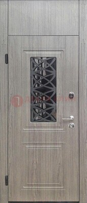 Металлическая дверь Винорит стекло и ковка с фрамугой ДФГ-33 в Кубинке