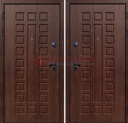 Коричневая железная дверь с МДФ снаружи ДМ-113 в Кубинке
