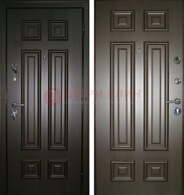 Темная металлическая дверь с МДФ ДМ-136 в квартиру в Кубинке