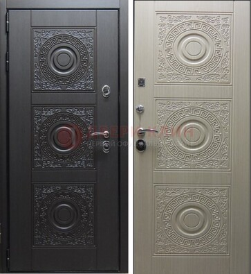 Темная стальная дверь с МДФ ДМ-161 для коттеджа в Кубинке