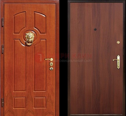 Оранжевая стальная дверь с МДФ ламинат внутри ДМ-18 в квартиру в Кубинке