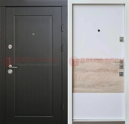 Черная металлическая дверь с белой МДФ внутри ДМ-230 в Кубинке