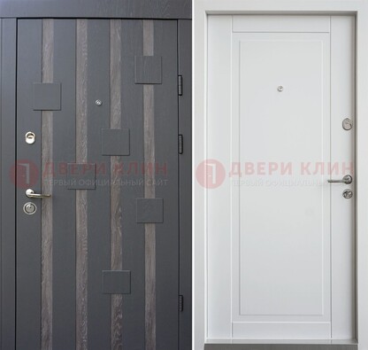 Темная металлическая дверь c белом МДФ внутри ДМ-231 в Кубинке