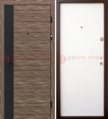 Коричневая входная дверь с черной вставкой МДФ ДМ-239 в Кубинке