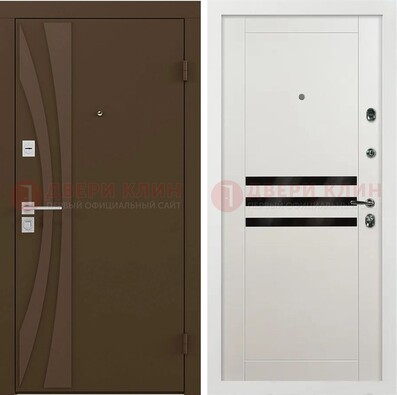 Стальная коричневая дверь с МДФ панелями ДМ-293 в Кубинке