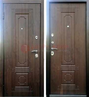 Коричневая металлическая дверь с МДФ ДМ-32 на дачу в Кубинке