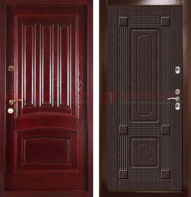 Красная стальная дверь с филенчатой МДФ ДМ-398 в Кубинке