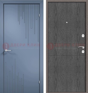 Синяя металлическая дверь МДФ в квартиру ДМ-434 в Кубинке