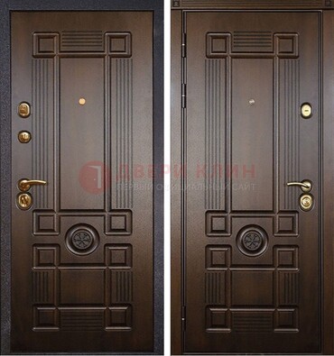 Квартирная коричневая железная дверь с МДФ ДМ-45 в Кубинке
