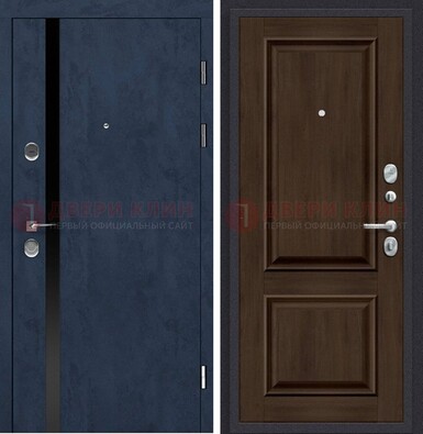 Синяя входная дверь МДФ с обеих сторон ДМ-473 в Кубинке