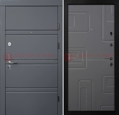 Серая металлическая дверь с МДФ в квартиру ДМ-485 в Кубинке