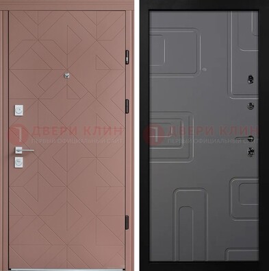 Красная стальная дверь в квартиру с МДФ хайтек ДМ-493 в Кубинке