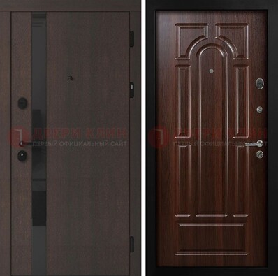 Темная входная дверь с МДФ панелями в квартиру ДМ-499 в Кубинке