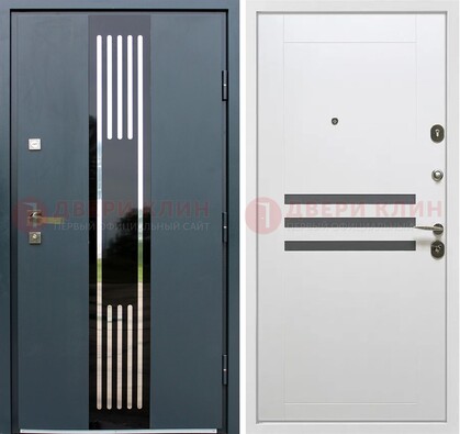 Темная квартирная дверь с разными МДФ ДМ-504 в Кубинке