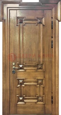 Филенчатая железная дверь с массивом дуба ДМД-56 в Кубинке