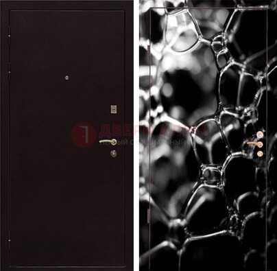 Черная стальная дверь с порошковым окрасом с фотопечатью ДП-158 в Кубинке