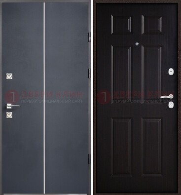 Железная дверь с порошковым покрытием и отделкой Темный орех внутри ДП-211 в Кубинке