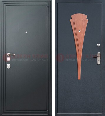 Черная железная дверь с порошковым покрытием и накладкой МДФ внутри ДП-245 в Кубинке