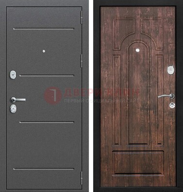 Железная дверь Антик серебро с порошковым напылением и МДФ Тисненый орех ДП-260 в Кубинке
