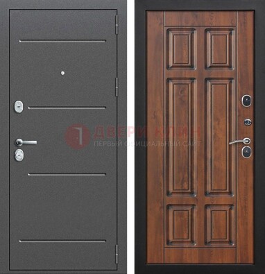 Стальная дверь с порошковым покрытием Антик серебро и филенчатой МДФ ДП-267 в Кубинке