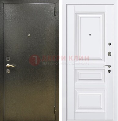 Железная темно-серая дверь с порошковым напылением и белой МДФ ДП-274 в Кубинке