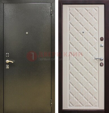 Темно-серая железная дверь с порошковым покрытием и филенчатой МДФ ДП-289 в Кубинке