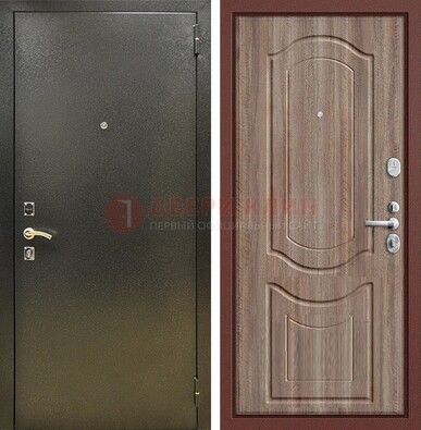Темно-серая входная дверь с порошковым покрытием и коричневая МДФ ДП-290 в Кубинке