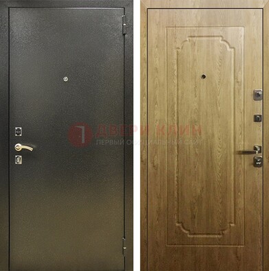 Темно-серая входная дверь с порошковым покрытием и МДФ Золотой дуб ДП-291 в Кубинке