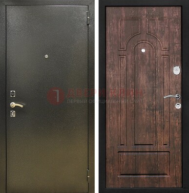 Темно-серая металлическая дверь с порошковым покрытием и МДФ коричневая ДП-292 в Кубинке