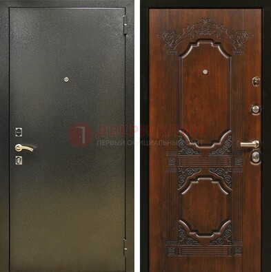Входная дверь Темное серебро с порошковым покрытием и МДФ с узором ДП-293 в Кубинке