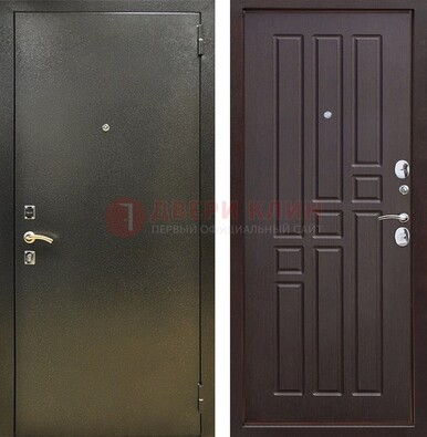 Входная темно-серая дверь с порошковым напылением и коричневой МДФ ДП-301 в Кубинке
