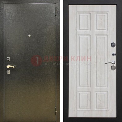 Входная темно-серая дверь с порошковым напылением и МДФ с филенкой ДП-302 в Кубинке