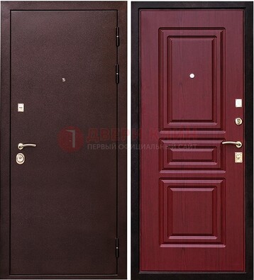 Бордовая входная дверь с порошковым окрасом ДП-36 в Кубинке