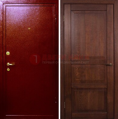 Красная железная дверь с порошковым окрасом ДП-58 в Кубинке