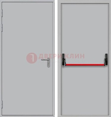 Белая металлическая противопожарная дверь с длинной ручкой ДПП-14 в Кубинке