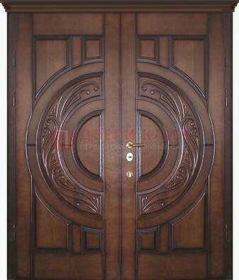 Утепленная коричневая стальная парадная дверь ДПР-51 в Кубинке