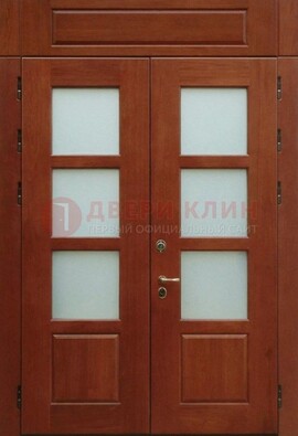 Металлическая парадная дверь со стеклом ДПР-69 для загородного дома в Кубинке