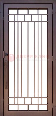 Стальная решетчатая дверь в коричневом цвете ДР-12 в Кубинке