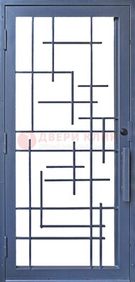 Современная железная решетчатая дверь синяя ДР-31 в Кубинке