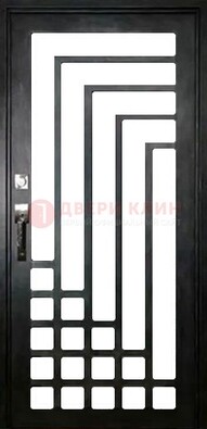 Черная стальная решетчатая дверь в современном стиле ДР-43 в Кубинке